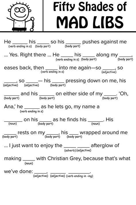 Download 175+ of our printable mad libs for kids as a pdf all at once right here! 'Fifty Shades of Grey' Mad Libs you can read with your mother