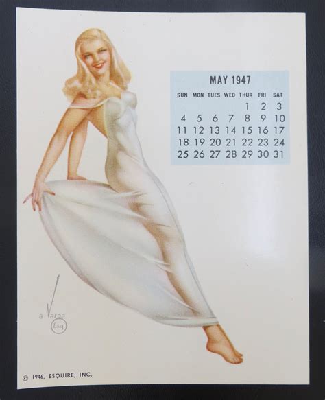 May 1947 Alberto Vargas Esquire Pin Up Girl Mini Calendar Page Etsy