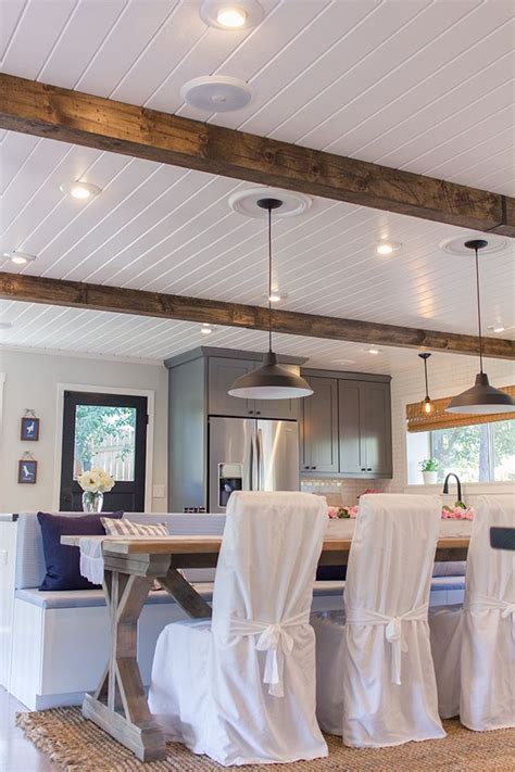 Painted white tongue and groove ceiling. Pin on -Ceilings