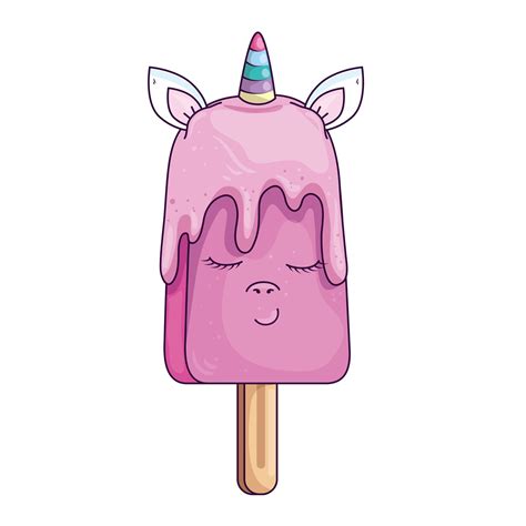 Cute And Delicious Unicorn Ice Cream Kawaii Style 2705191 Vector Art At