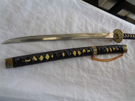 Decorative Katana Sword And Etched Knife With Scabbard
