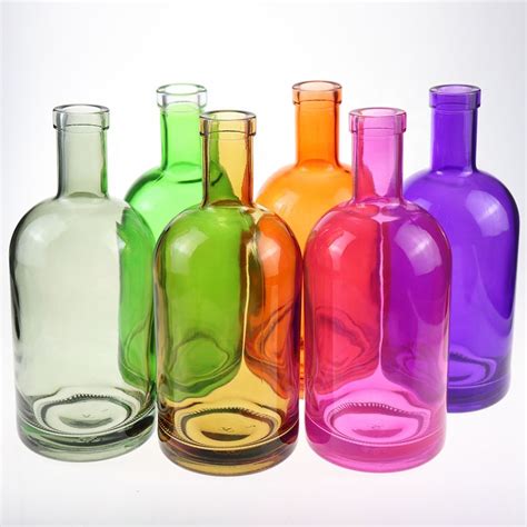 Custom Yellow Color Painting Glass Bottle For Gin Vodka Whisky 750ml 700ml 500ml High Quality