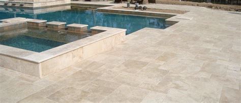 Travertine Ivory Color Pool Coping And Paving Tiles Travertine