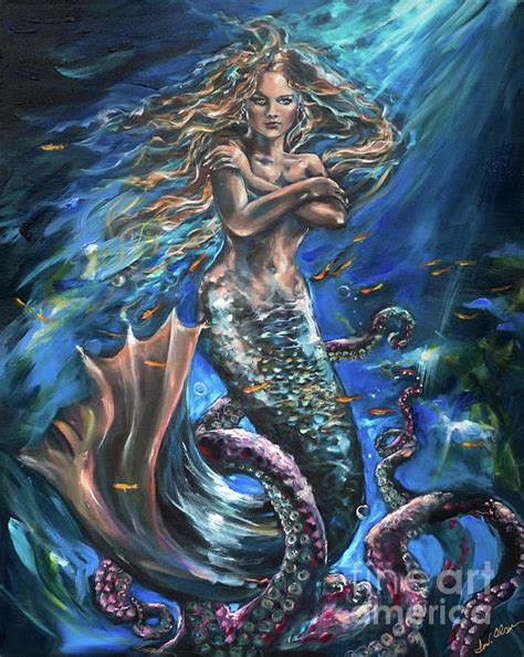 Octavia With Octopus Study By Linda Olsen Mermaid Painting Beautiful
