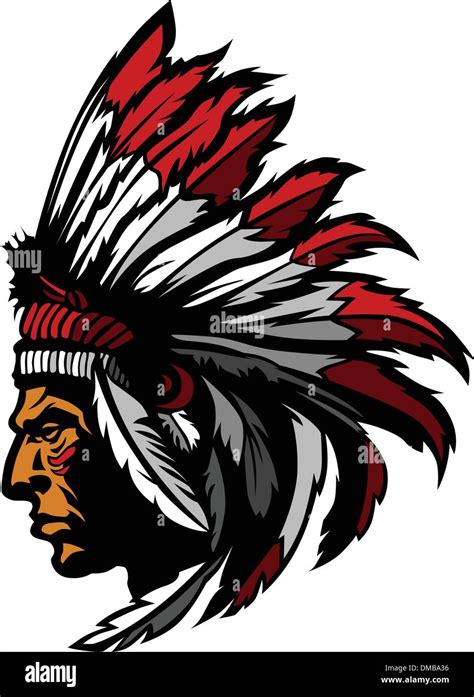 Indian Chief Mascot Head Vector Graphic Stock Vector Art And Illustration