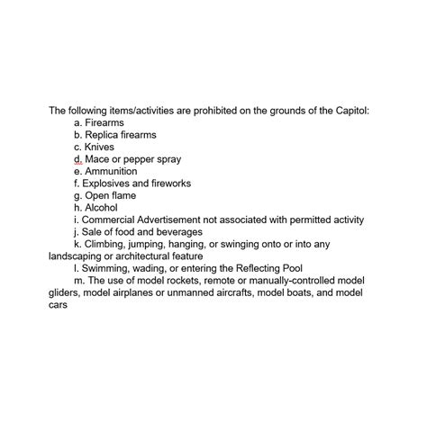 The Us Capitol Police On Twitter Prohibited Items On Capitol