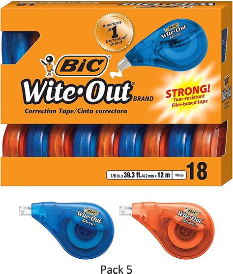 Bic Wite Out Brand Ez Correct Correction Tape White 18