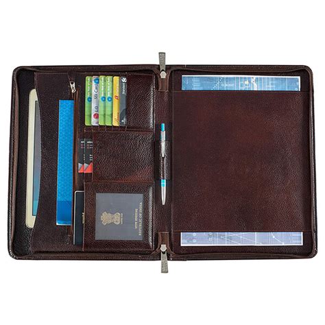 Buy Brown Customized Genuine Leather File Folder To Keep A4 Size