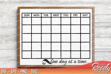 Monthly Calendar Template One Day At A Time Vector Clip