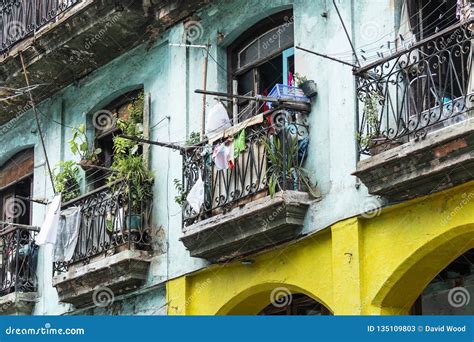 Close Up Of Balconies In Havana Cuba Stock Image Image Of Iron
