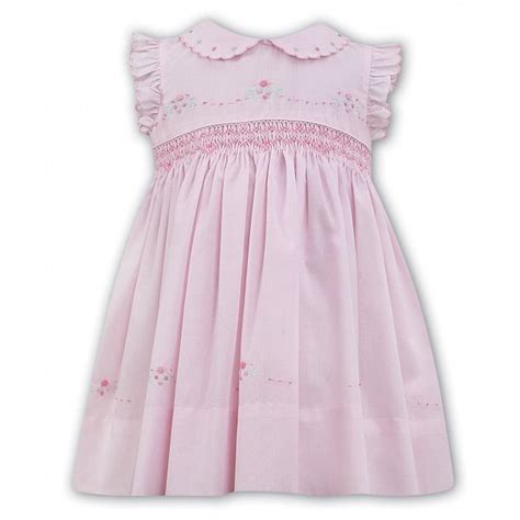 Sarah Louise Girls Pink Smocked Bodice Dress