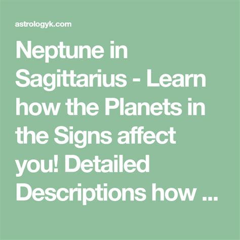Neptune In Sagittarius Learn How The Planets In The Signs Affect You