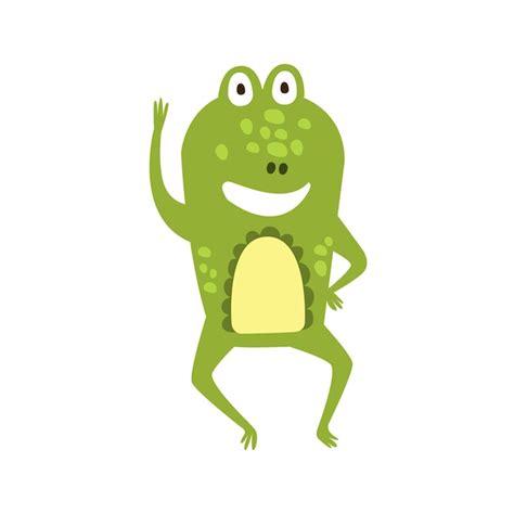Premium Vector Frog Waving Greeting Flat Cartoon Green Friendly