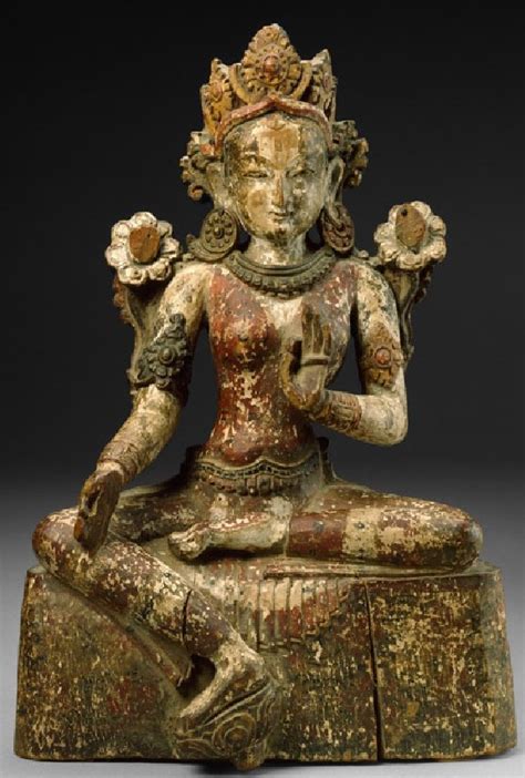 Global Nepali Museum Seated Figure Of Tara Wearing A Foliate Crown Global Nepali Museum