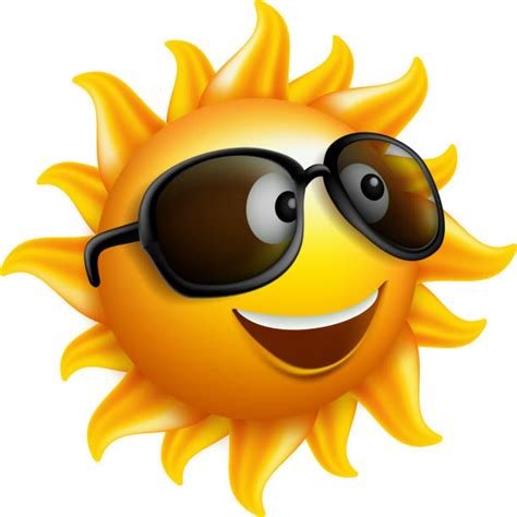 Cartoon Sun Wearing Sunglasses And Smiling Illustrations Royalty Free