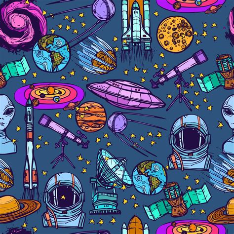 Space Sketch Seamless Pattern 438356 Vector Art At Vecteezy