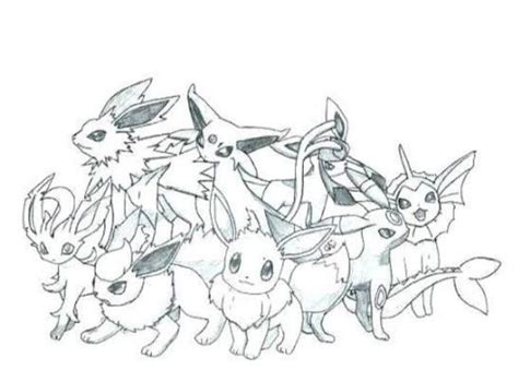 Printable Eevee Evolutions Coloring Pages