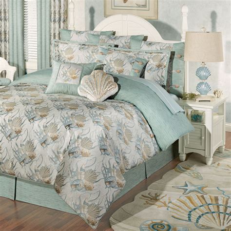 These are some of the beach themed comforter sets sold online at balmybreezedecor.com. Coastal Dream Seashell Comforter Bedding