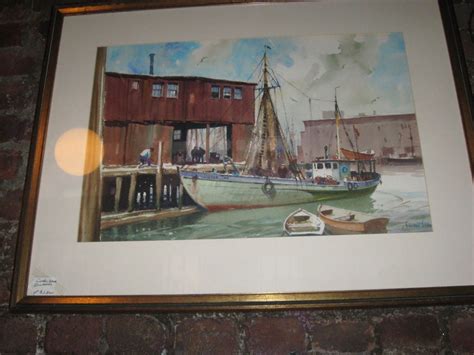 Gordon Grant Watercolor Painting Of Harbor Scene For Sale At 1stdibs