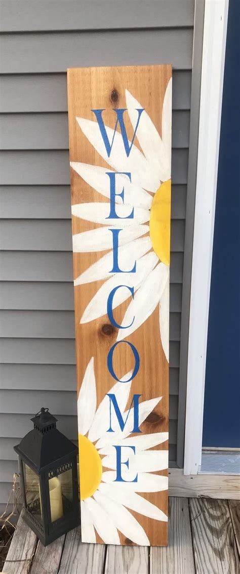 Welcome Sign Front Porch Welcome Sign Daisy Etsy Painting Crafts