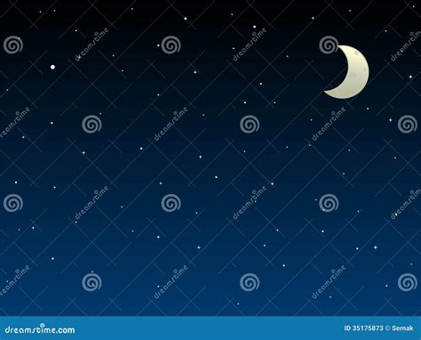 Night Sky With Half Moon Stock Vector Illustration Of Crescent 35175873