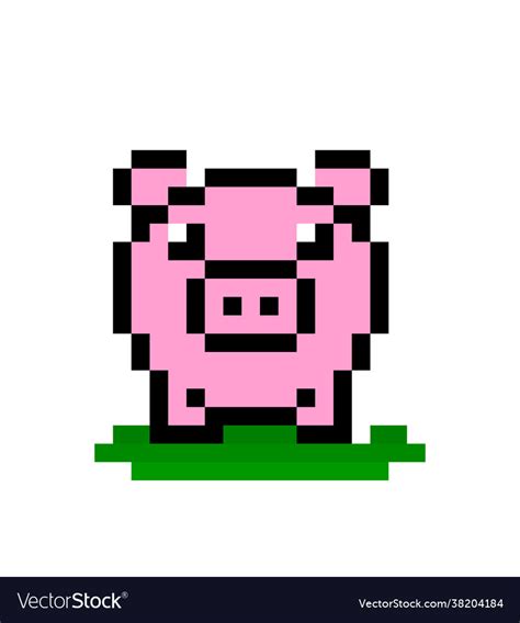 Cute Pig Pixel Art For 8 Bit Game Assets Vector Image