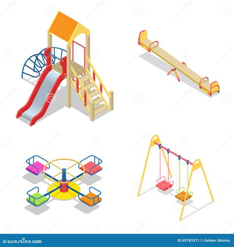 Playground Playground Slide Theme Elements Isometric Kids Playground