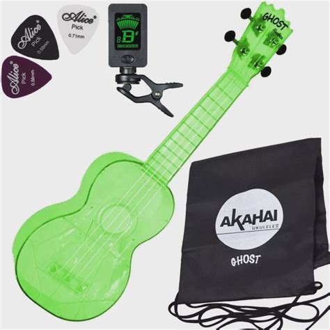 Ukulele Ghost Soprano Ac Stico Verde Akahai Aquila Afinador Em Promo O