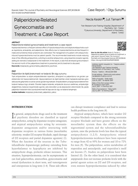 Pdf Paliperidone Related Gynecomastia And Treatment A Case Report