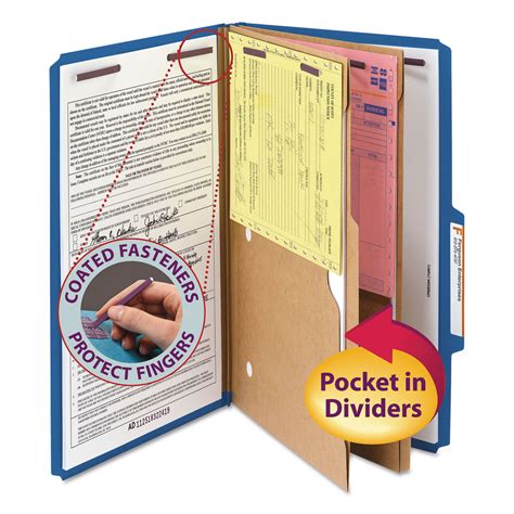 Smead 6 Section Pressboard Top Tab Pocket Style Classification Folders