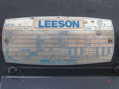 Pumps, washing machines, refrigerators, drills and processing machines. Leeson C145T34DB13B 3PH AC Electric Motor 3Hp 3450 RPM 208-230/460V H145T Frame | Bullseye ...