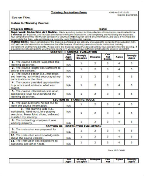 Evaluation Form Template Word Master Template