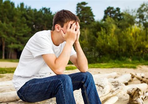 Sad Young Man Outdoor Stock Image Image Of Rural Grief 132561495