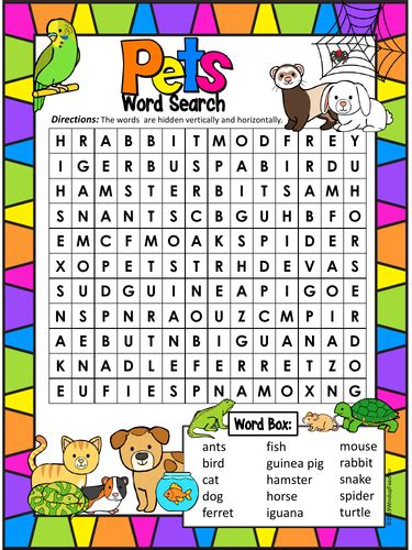 Pet Word Search Easy Teaching Resources