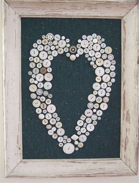 Heart In Buttons Diy Buttons Button Art Crafts