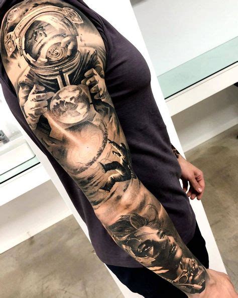 Matias Noble S Black And Grey Realistic Tattoo Space Tattoo Sleeve