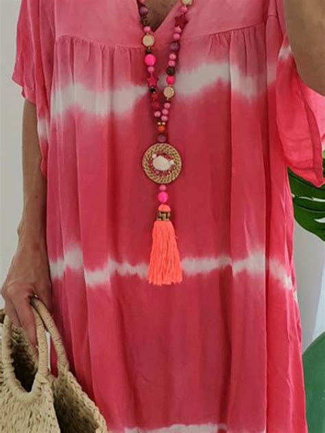 plus size patchwork hippie women summer mini weaving dress lilicloth