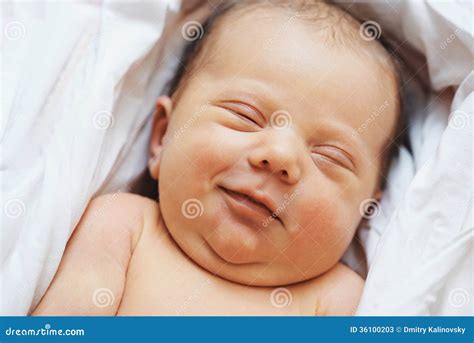 Smiling Sleeping Newborn Baby Stock Image Image Of Human Care 36100203