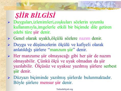 Şiir Bilgisi Ders Slaytları Sunuları Türk Dili Ve Edebiyatı