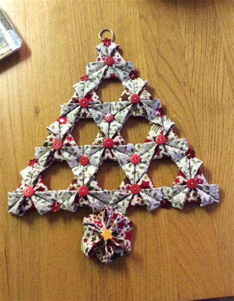 Patchwork Christmas Tree Made From Ten Double Folded Triangles