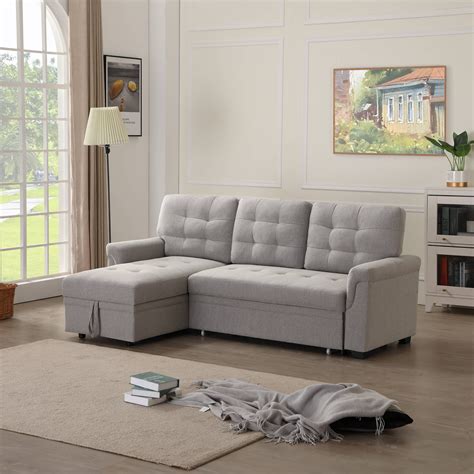 86w Modern Sectional Sofa Bed With Reversible Chaise L Shaped 3 Seat