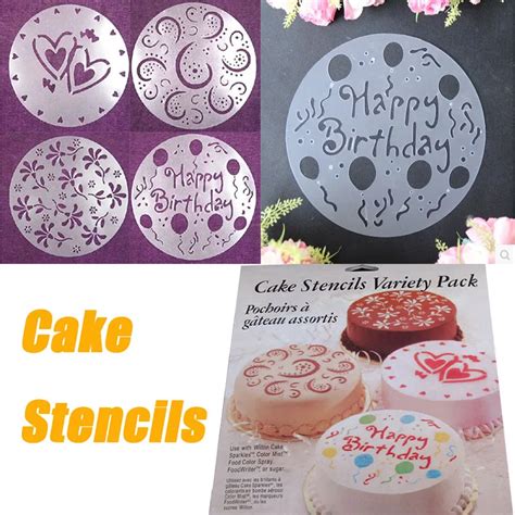4pcsset Creative Cake Stencils Flower Heart Birthday Cake Spray