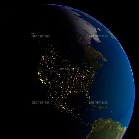 North America At Night Satellite Image 01809012163 の写真素材・イラスト素材｜アマナイメージズ