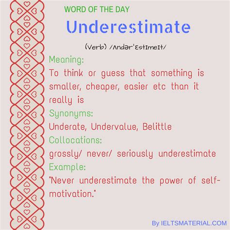 Underestimate Word Of The Day For Ielts Speaking And Writing