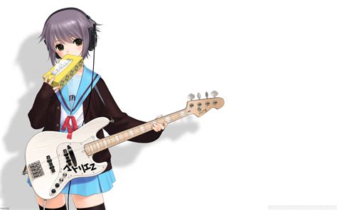 Anime Girl With Guitar And Headphones Wallpapers And