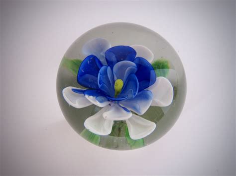 Vintage Hand Blown Bubble Glass Paperweight With Blue And Etsy Bubble Glass Glass