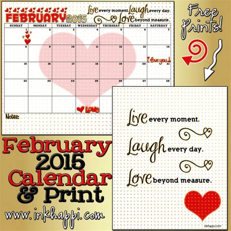 February 2015 Calendar With A Focus On 3 Special Words Inkhappi