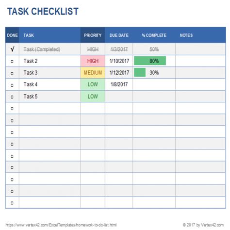 Task List Template Excel Task List Templates