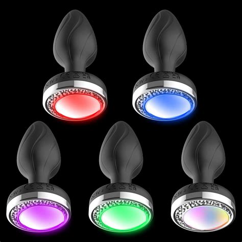 Anal Butt Plug Led Light Up Dildo Vibrator G Spot Massager Sex Toys For