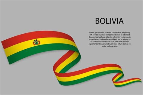 Cinta Ondeante O Estandarte Con Bandera De Bolivia Plantilla Para Diseño De Póster Día De La